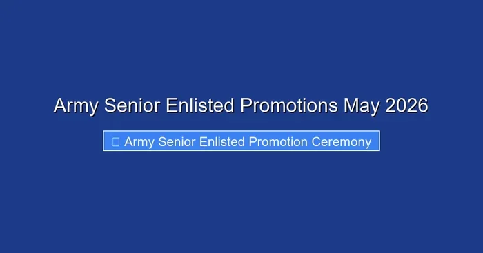 Army Senior Enlisted Promotions May 2026