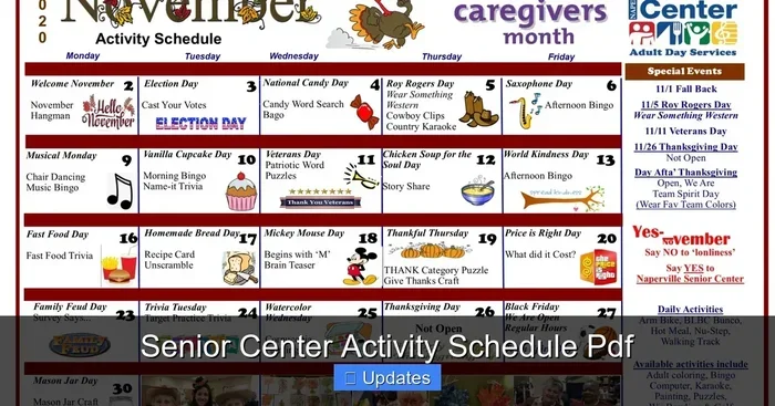 Berkeley County Senior Center Activities Schedule Pdf Print Out Form