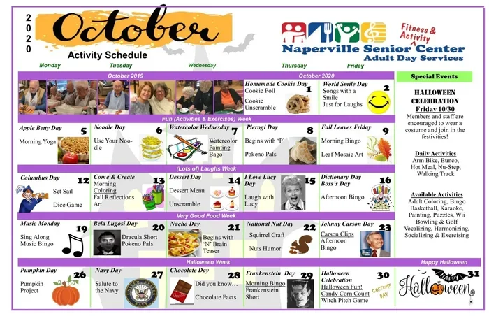 Printable Senior Center Calendar